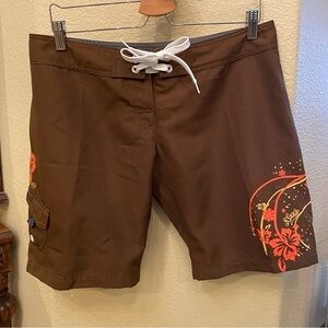XCEL Men Brown Floral Swim Shorts Size 7